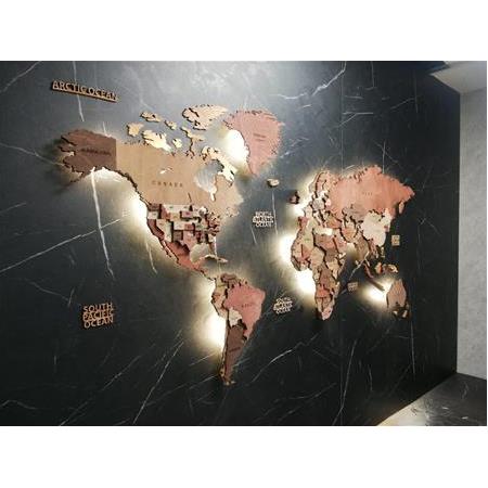 Işıklı Ahşap Dünya Haritası
