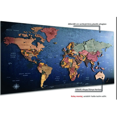 Zeminli Işıksız Dünya Haritası