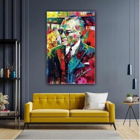 Yağlı Boya Efektli Mustafa Kemal Atatürk Portresi Kanvas Tablo